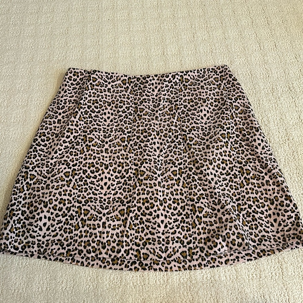 Pink Leopard Print Mini Skirt
